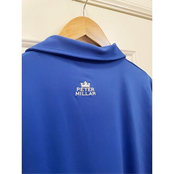 Peter Millar Summer Comfort Polo Size L Royal Blue Stretch Sweat Wicking - Picture 3 of 6